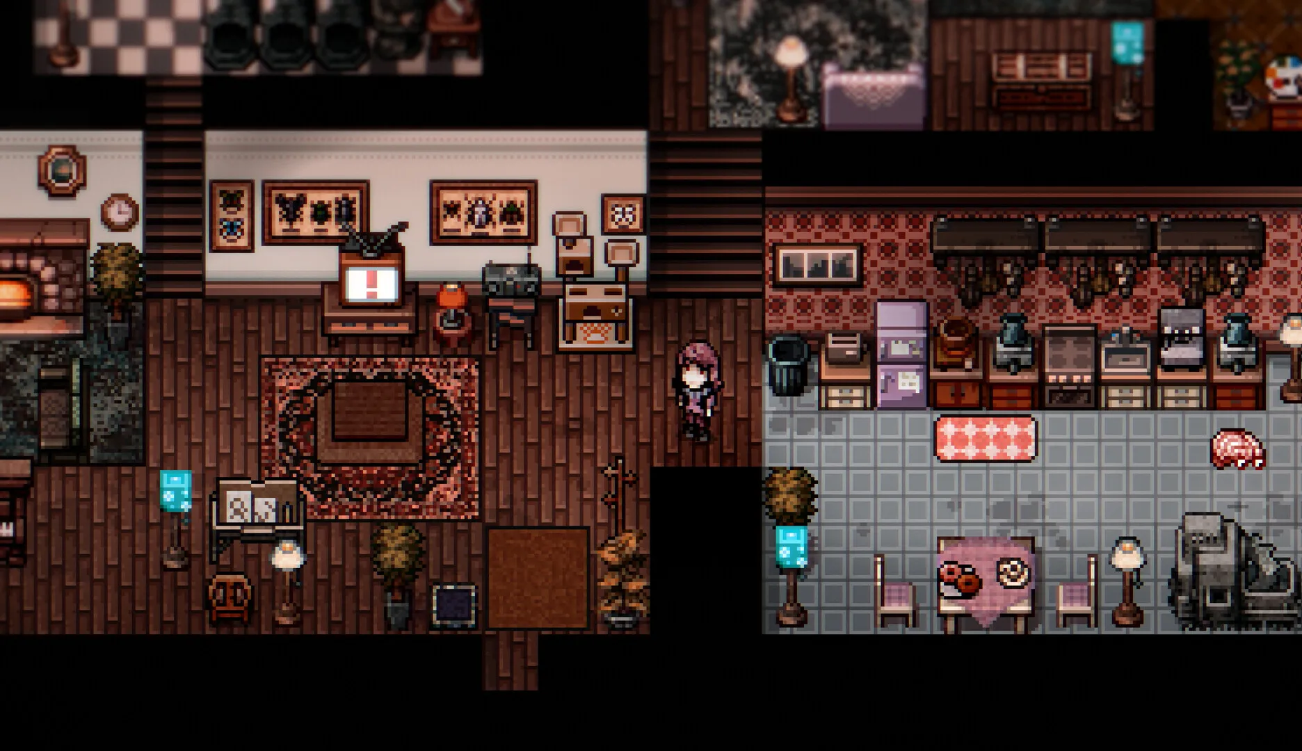 The interior of the player farmhouse in Welcome to Elderfield